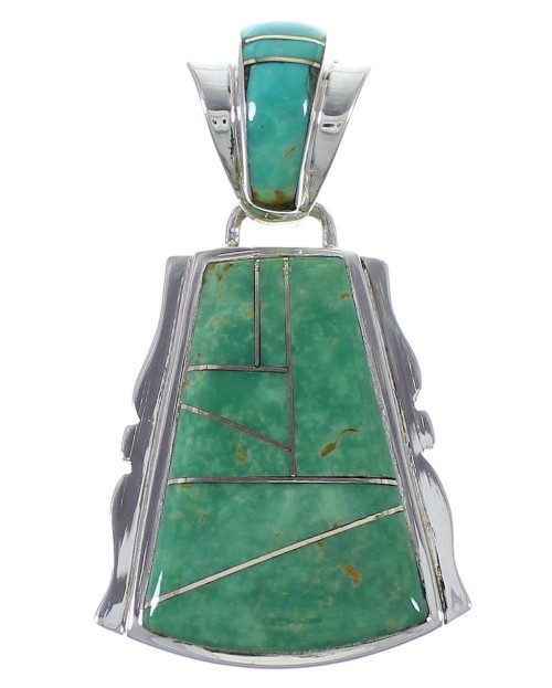 Southwest Sterling Silver Turquoise Inlay Pendant EX44367