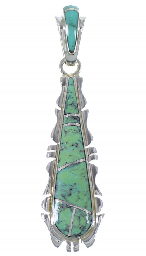 Southwest Turquoise Inlay And Silver Pendant EX44373