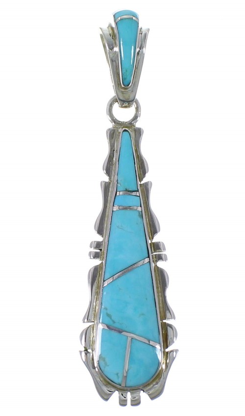 Turquoise Southwest Sterling Silver Pendant EX44383