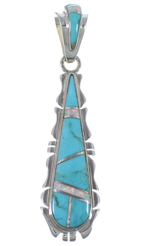 Genuine Sterling Silver Turquoise Opal Pendant EX44392