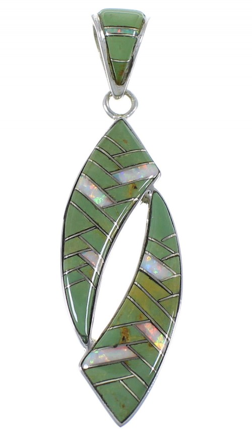Southwest Sterling Silver Turquoise And Opal Pendant AX48840