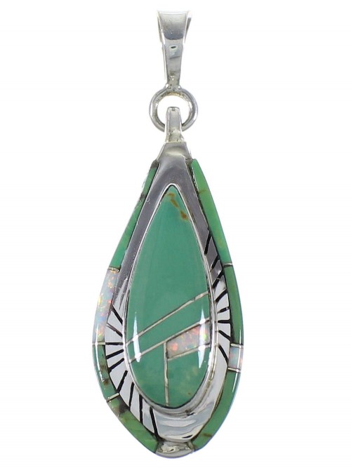 Turquoise And Opal Silver Enhancer Bail Pendant AX48871