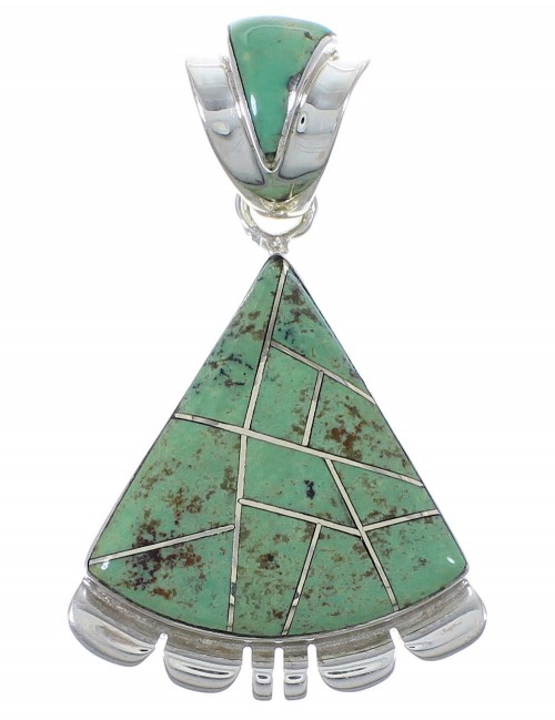 Authentic Sterling Silver Turquoise Inlay Southwest Pendant AX48962