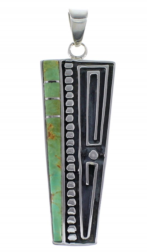 Turquoise Inlay Silver Southwestern Pendant AX48985