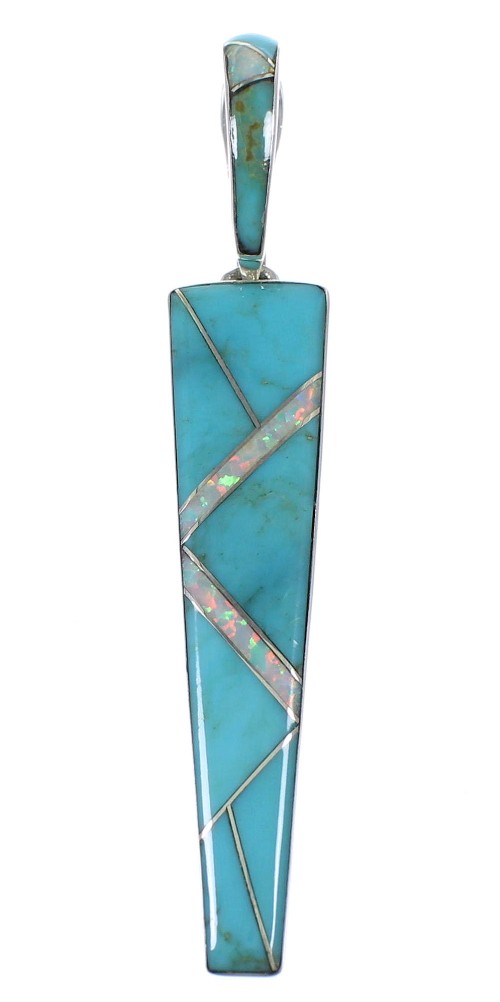 Turquoise And Opal Southwest Silver Pendant CX46123