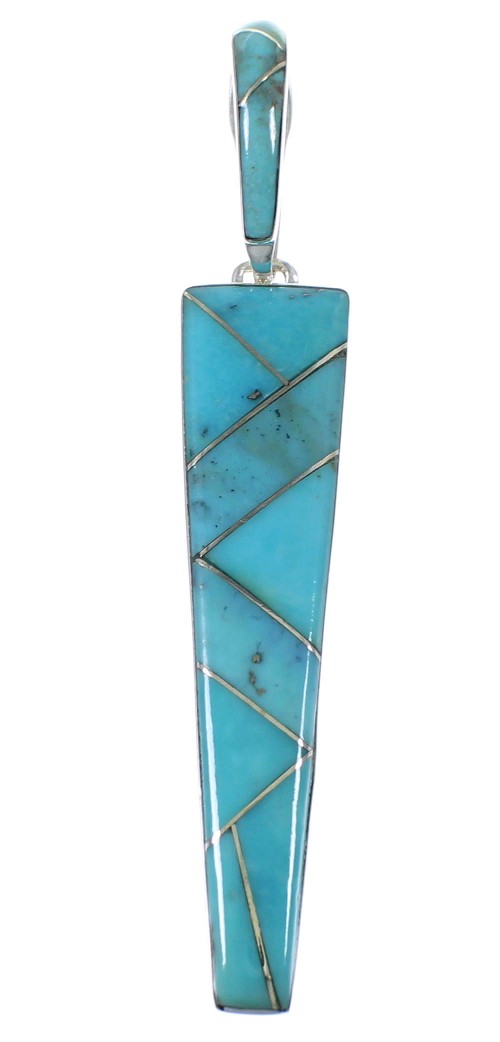 Turquoise Inlay Southwest Silver Pendant CX46219