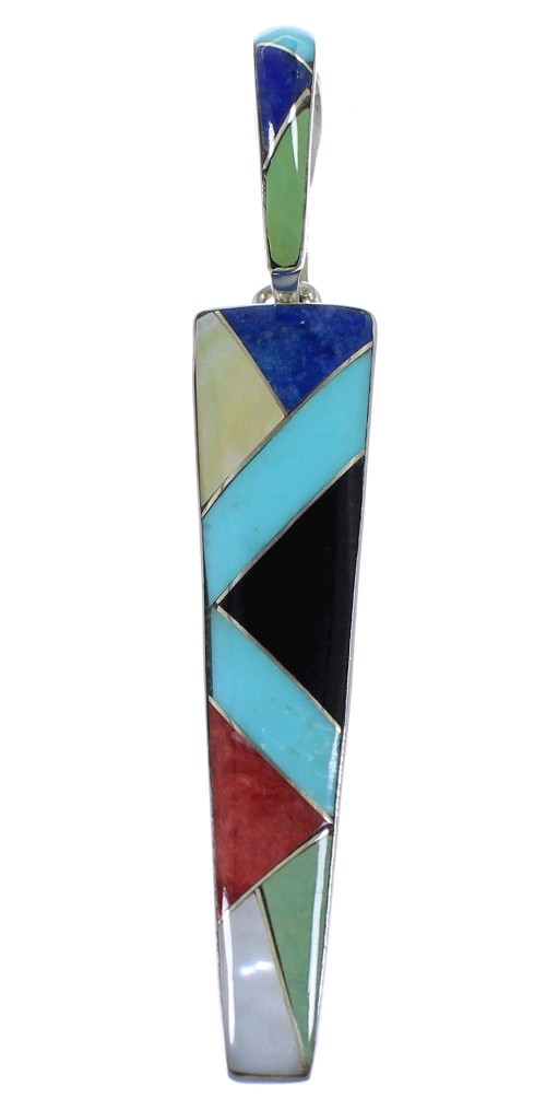 Sterling Silver Multicolor Inlay Southwest Pendant CX46232