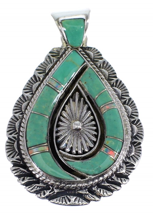 Genuine Sterling Silver Turquoise Opal Pendant CX46252