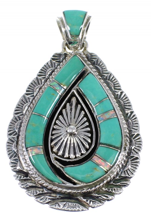 Sterling Silver And Turquoise Opal Jewelry Pendant CX46253