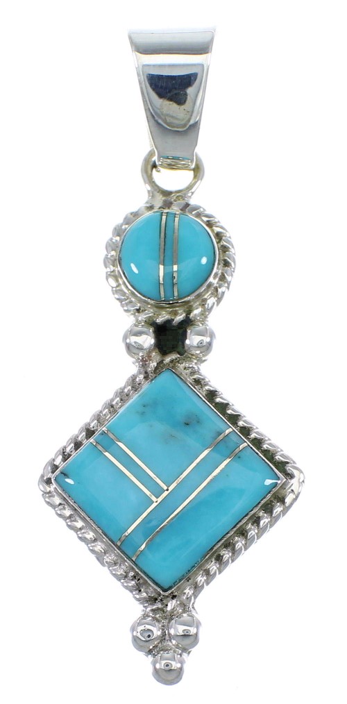 Turquoise Southwestern Genuine Sterling Silver Pendant CX46291
