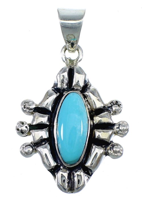 Southwest Turquoise And Genuine Sterling Silver Pendant CX46048