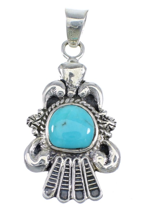 Turquoise Genuine Sterling Silver Southwest Jewelry Pendant CX46083