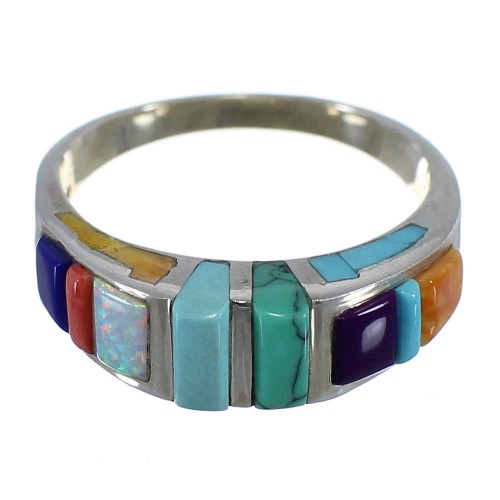 Sterling Silver Jewelry Turquoise Multicolor Ring Size 5-3/4 HS34147 