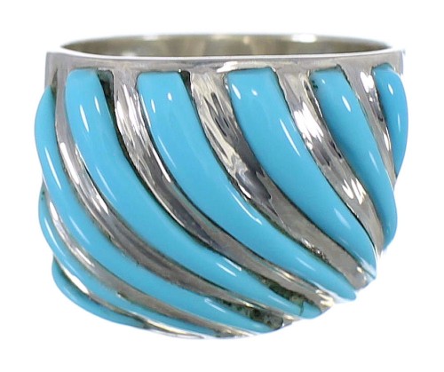 Southwest Turquoise Silver Jewelry Ring Size 6-1/4 YS61668