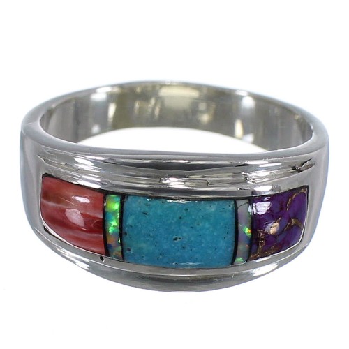 Sterling Silver Turquoise Opal Multicolor Ring Size 6-1/2 DS38200