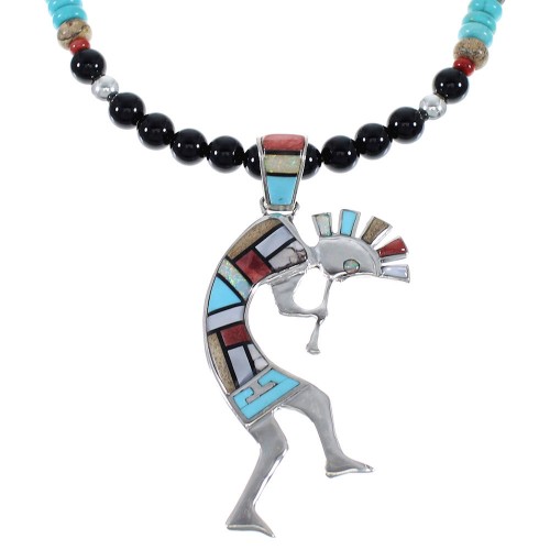 Multicolor And Silver Kokopelli Bead Necklace Set EX47088