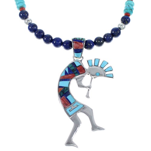 Southwest Multicolor Silver Kokopelli Bead Necklace Set EX47089