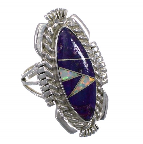 Magenta Turquoise Opal Southwest Silver Ring Size 5-1/4 TX45896