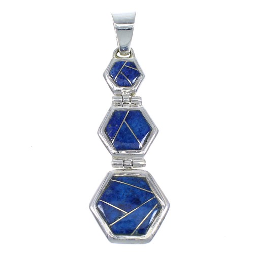 Genuine Sterling Silver Southwest Lapis Pendant Jewelry CX47228