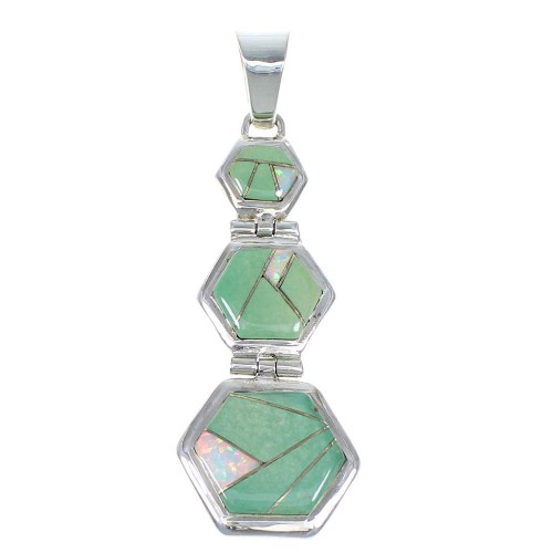 Turquoise And Opal Inlay Sterling Silver Pendant CX47244