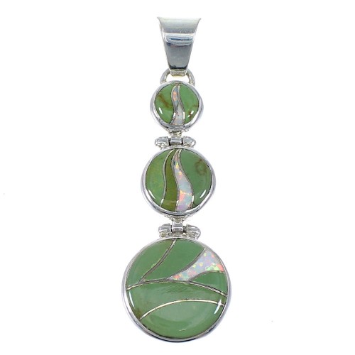Southwest Silver Turquoise And Opal Pendant Jewelry CX47294
