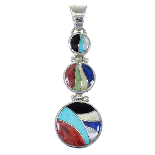 Southwest Genuine Sterling Silver Multicolor Pendant CX47330