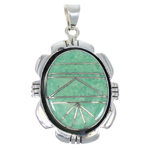 Southwestern Turquoise And Genuine Sterling Silver Pendant CX47337