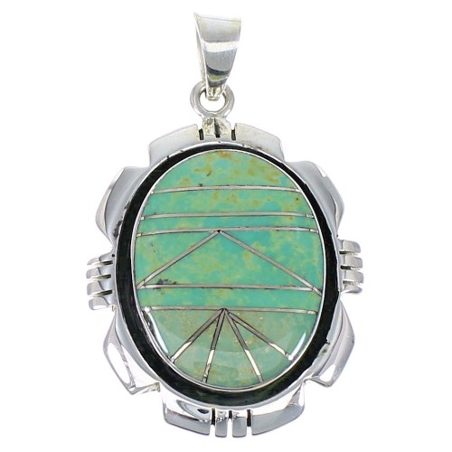 Southwestern Genuine Sterling Silver And Turquoise Pendant CX47338