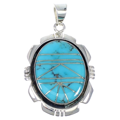 Southwestern Sterling Silver And Turquoise Pendant Jewelry CX47339