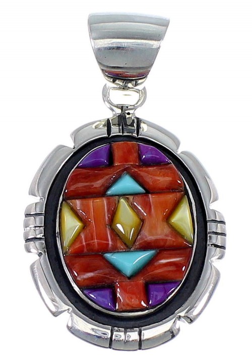 Genuine Sterling Silver Multicolor Slide Pendant EX48797