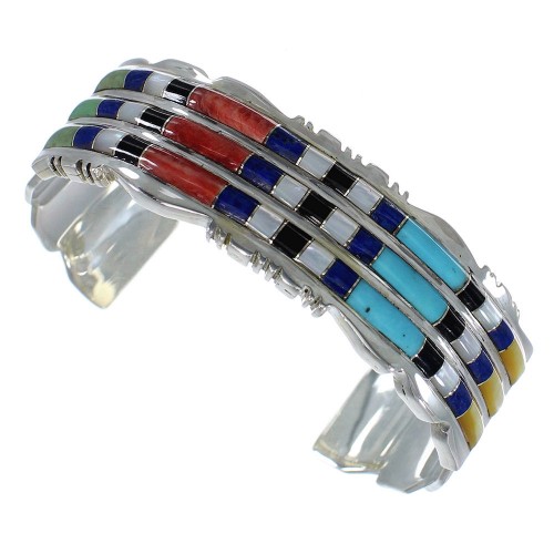 Sterling Silver Multicolor High Quality Southwest Cuff Bracelet VX60636