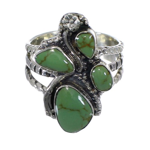 Southwestern Turquoise Genuine Sterling Silver Ring Size 5-1/4 CX49815