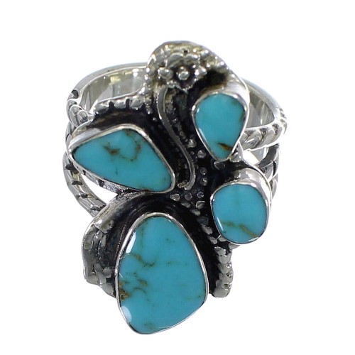 Southwestern Turquoise Sterling Silver Ring Size 7-1/4 CX49836