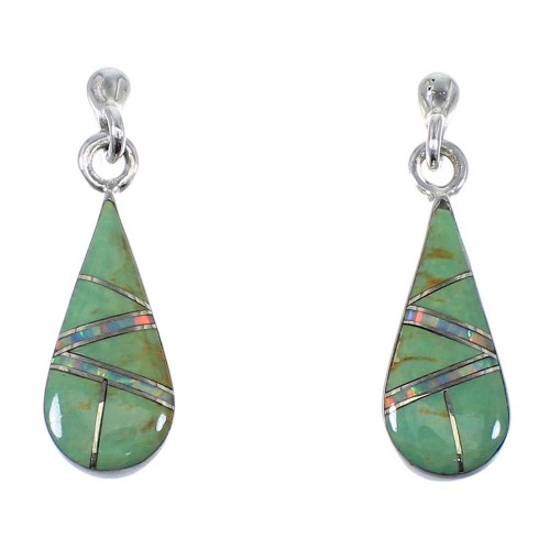 Turquoise Opal Sterling Silver Southwest Tear Drop Earrings AX48390