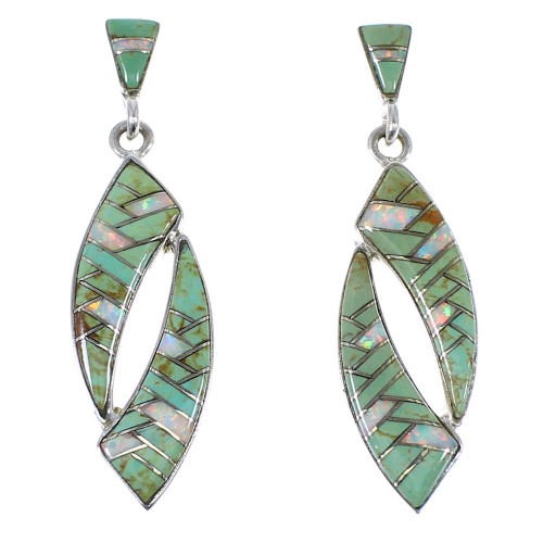 Opal Turquoise Genuine Sterling Silver Post Dangle Earrings AX48438