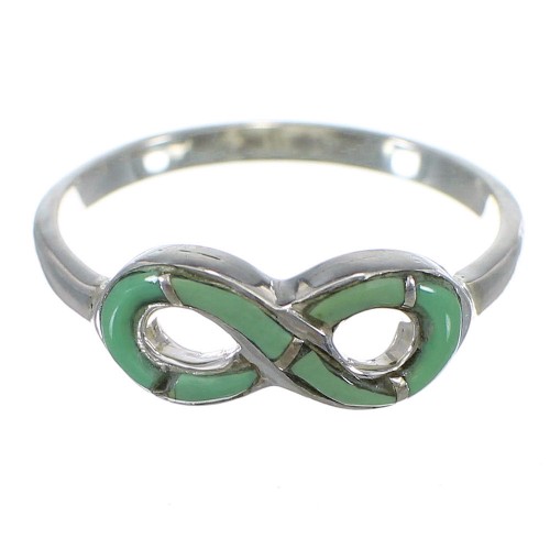 Infinity Inlay Southwestern Turquoise Silver Ring Size 6-3/4 CX47452