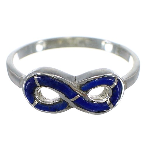 Lapis Sterling Silver Inlay Southwest Infinity Ring Size 5-1/4 CX47544