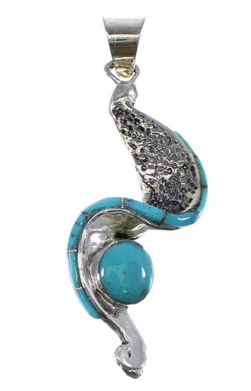 Southwest Sterling Silver Turquoise Inlay Pendant AX47792