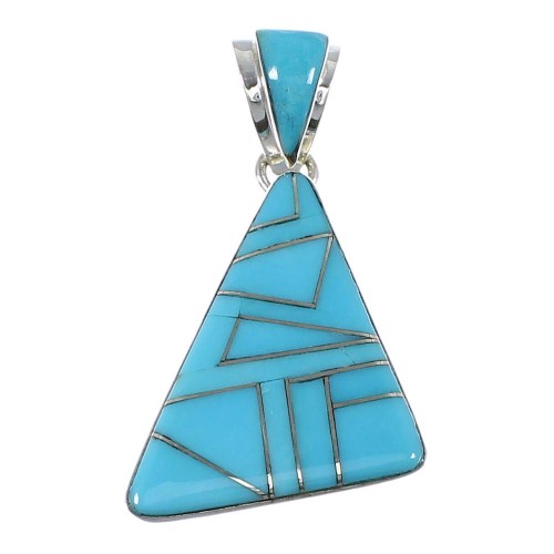 Turquoise Inlay Genuine Sterling Silver Pendant  AX48032