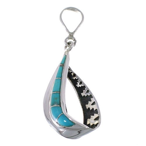 Southwestern Sterling Silver Turquoise Inlay Pendant AX48092