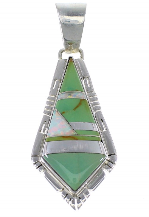 Authentic Sterling Silver Turquoise And Opal Pendant AX48207
