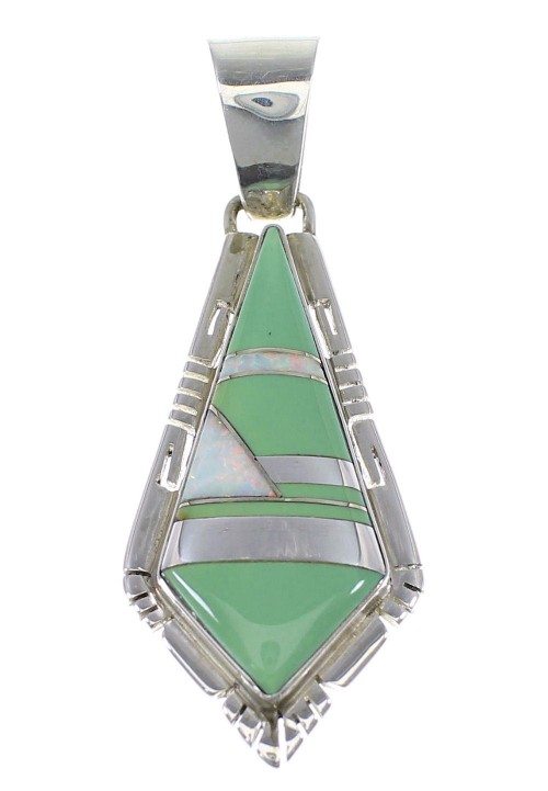 Genuine Sterling Silver Turquoise And Opal Jewelry Pendant AX48213