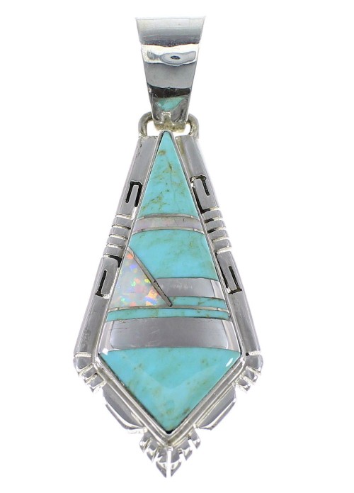Silver Turquoise And Opal Inlay Pendant AX48220