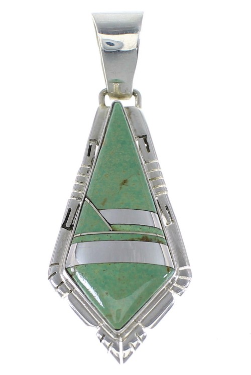 Southwestern Silver Turquoise Inlay Pendant AX48266