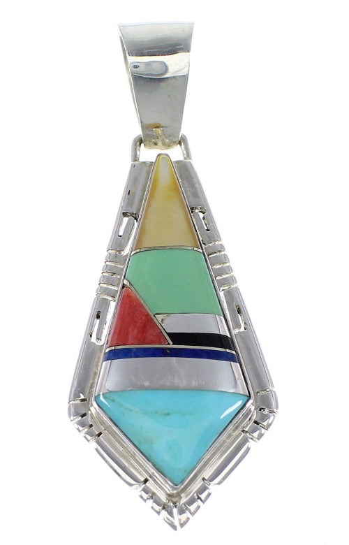 Authentic Sterling Silver Turquoise Multicolor Jewelry Pendant AX48271