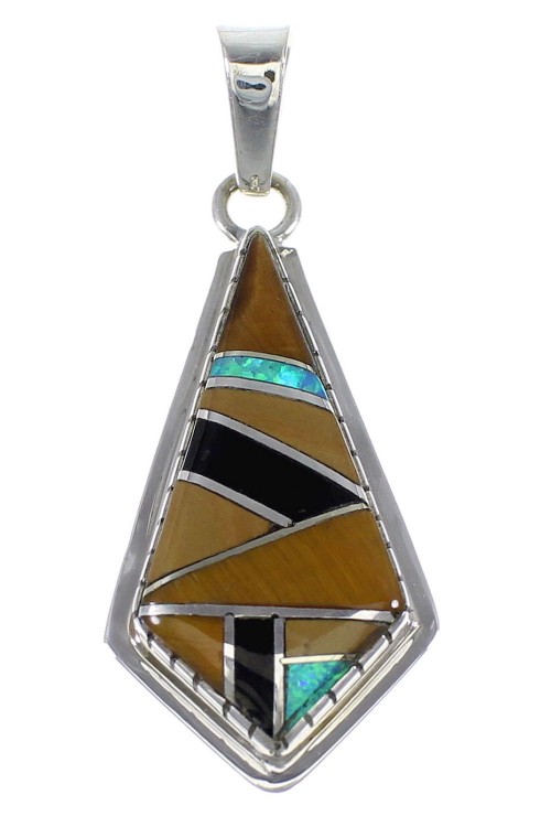 Tiger Eye And Multicolor Sterling Silver Jewelry Pendant AX48362