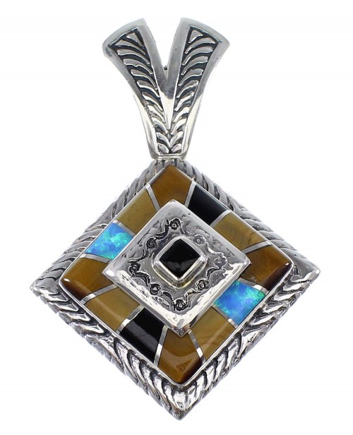 Southwest Multicolor Authentic Sterling Silver Pendant AX48373