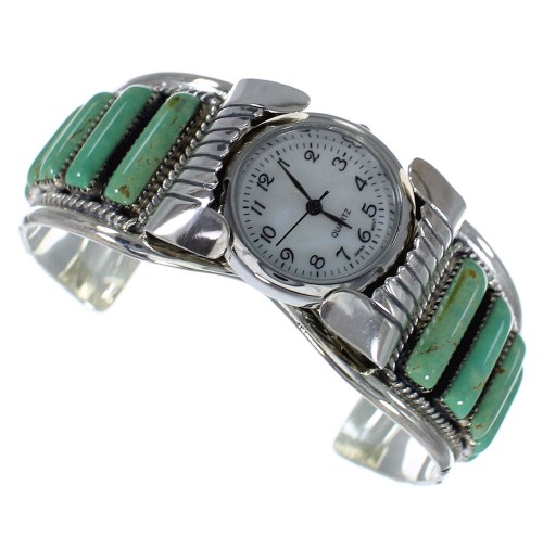 Turquoise Genuine Sterling Silver Southwest Cuff Watch CX47923