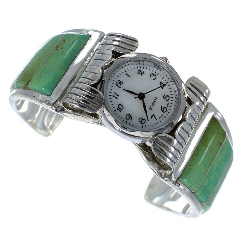 Southwestern Turquoise Authentic Sterling Silver Cuff Watch CX48637