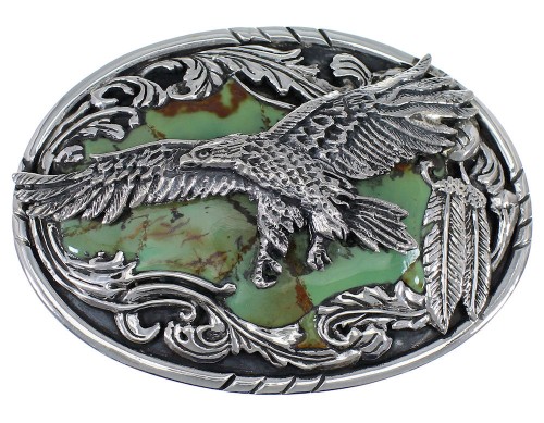 Sterling Silver Eagle Southwest Turquoise Belt Buckle EX48447